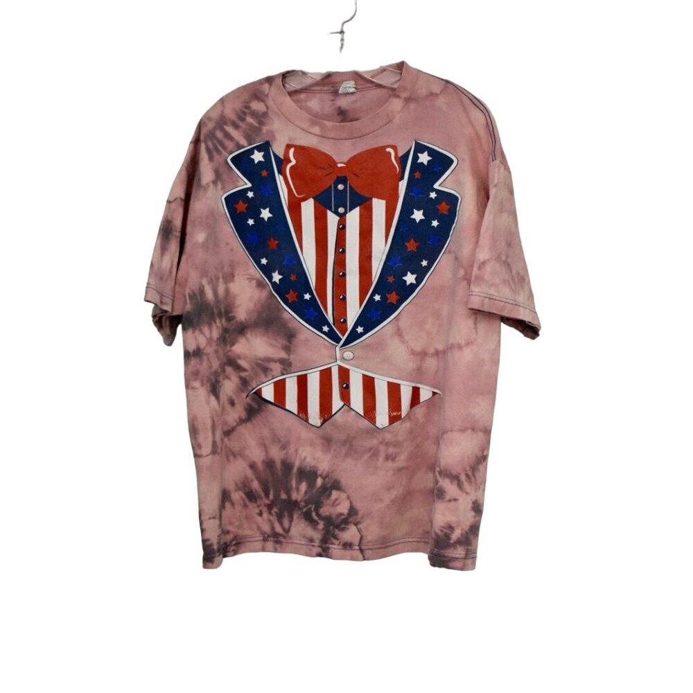 Men's Allstyle 4th of July Patriotic T-shirt Custom Bleach Dye Size XL